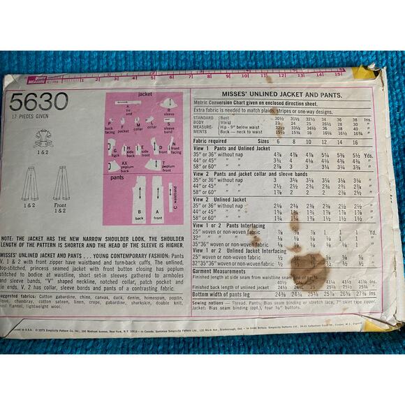 Simplicity sewing pattern  5630 pants set wide leg 1960s - Picture 3 of 5